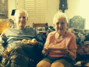Bob and Barbara (Vararosky) McCreary enjoying their plum dumplings.