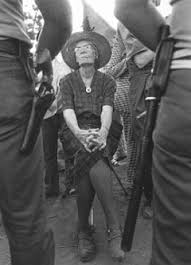 The iconic photo of Dorothy Day at the United Farm Workers rally.